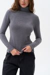 Grey Basic Knit Turtleneck Sweater