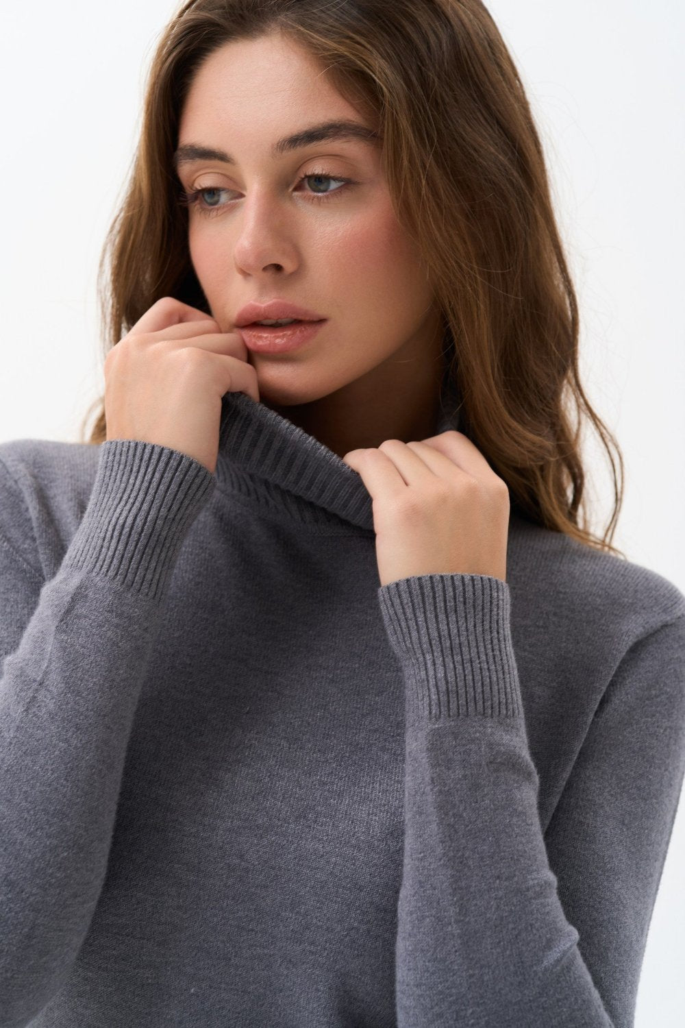 Turtleneck sweater in color grey - SOLMAR