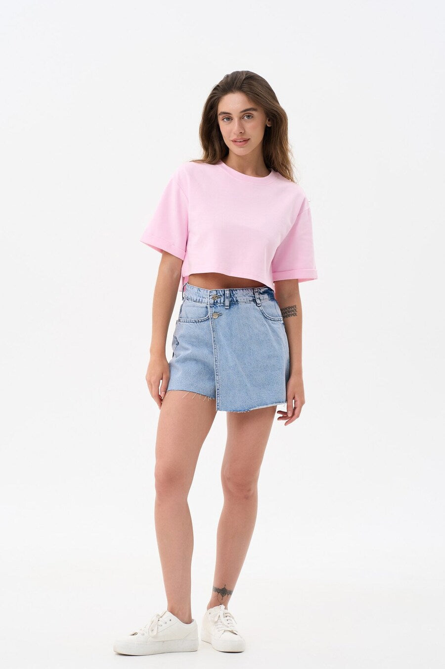 Blue Denim Skirt with Raw Edges - SOLMAR