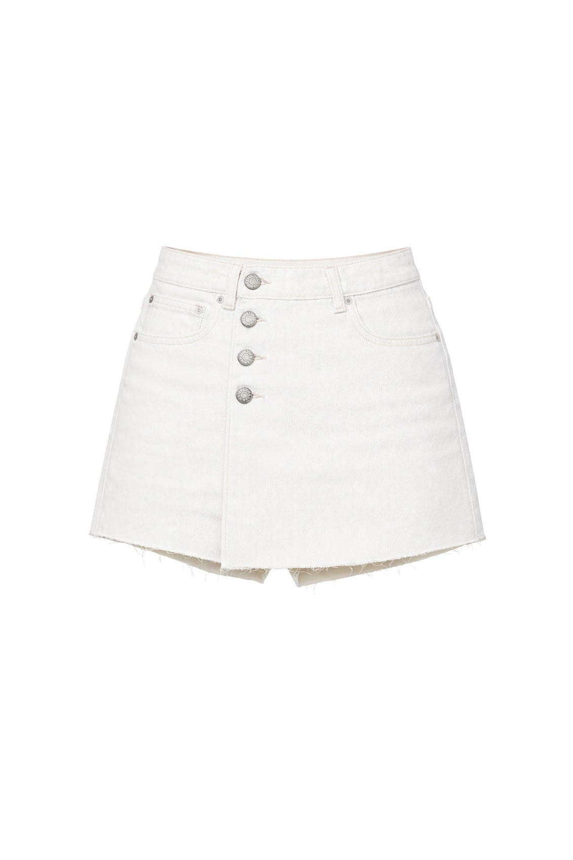 Button-front denim shorts, Milk