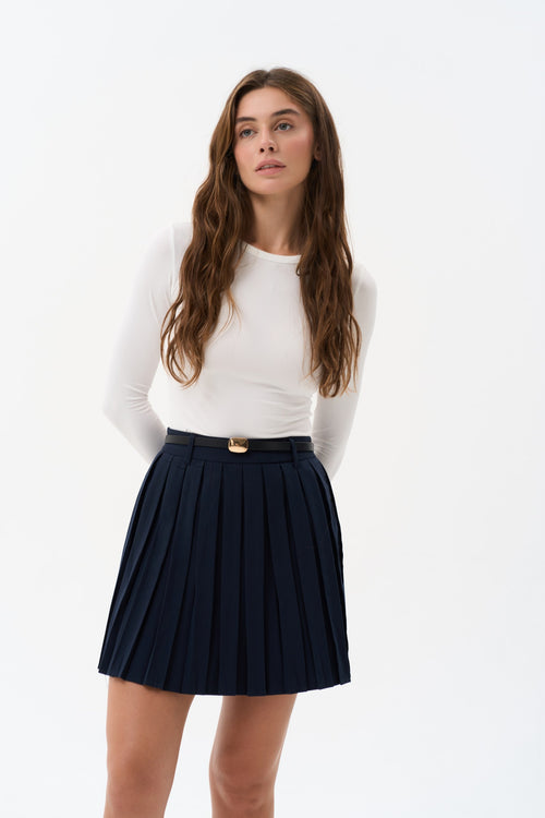 Pleated skirt in color dark blue - SOLMAR