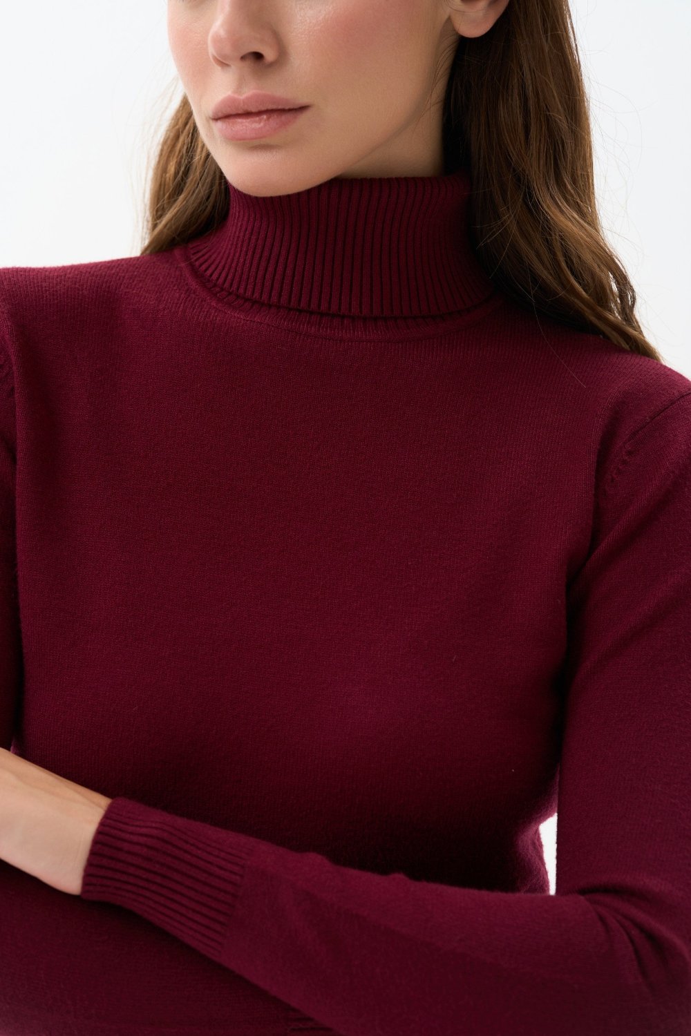 Turtleneck sweater in color burgundy - SOLMAR