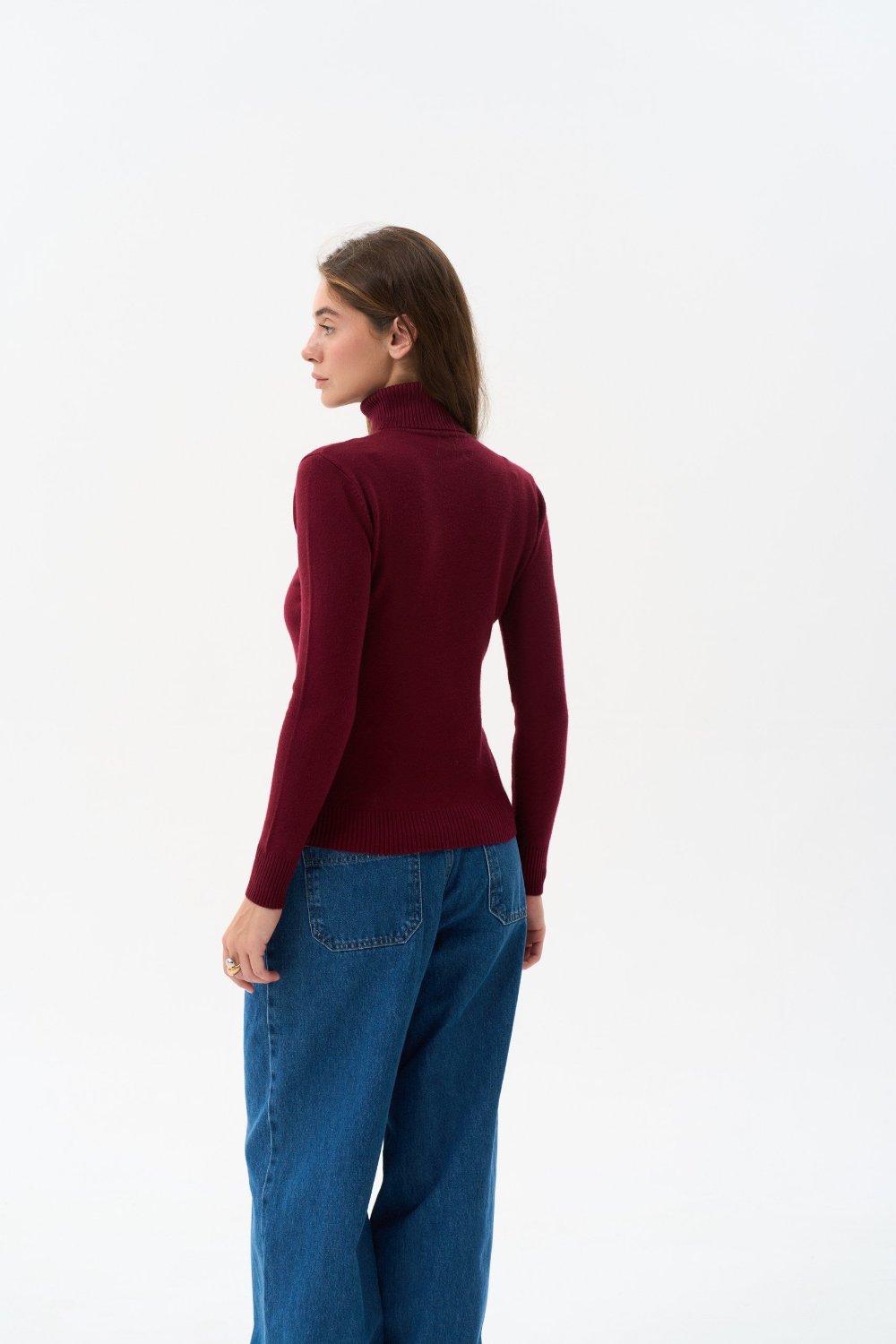 Turtleneck sweater in color burgundy - SOLMAR