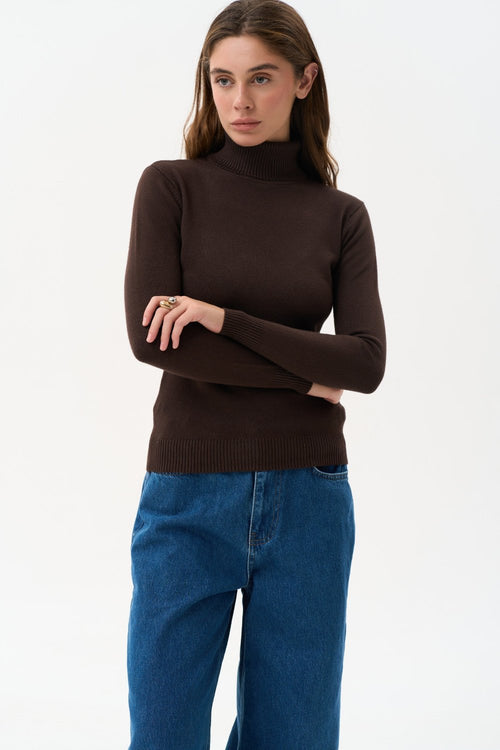 Turtleneck sweater in color brown - SOLMAR