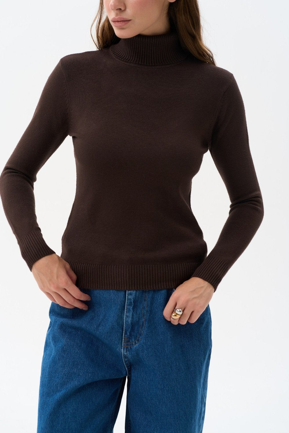 Turtleneck sweater in color brown