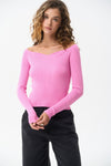 Cherry Blossom Sweetheart Neckline Ribbed knit Long Sleeve