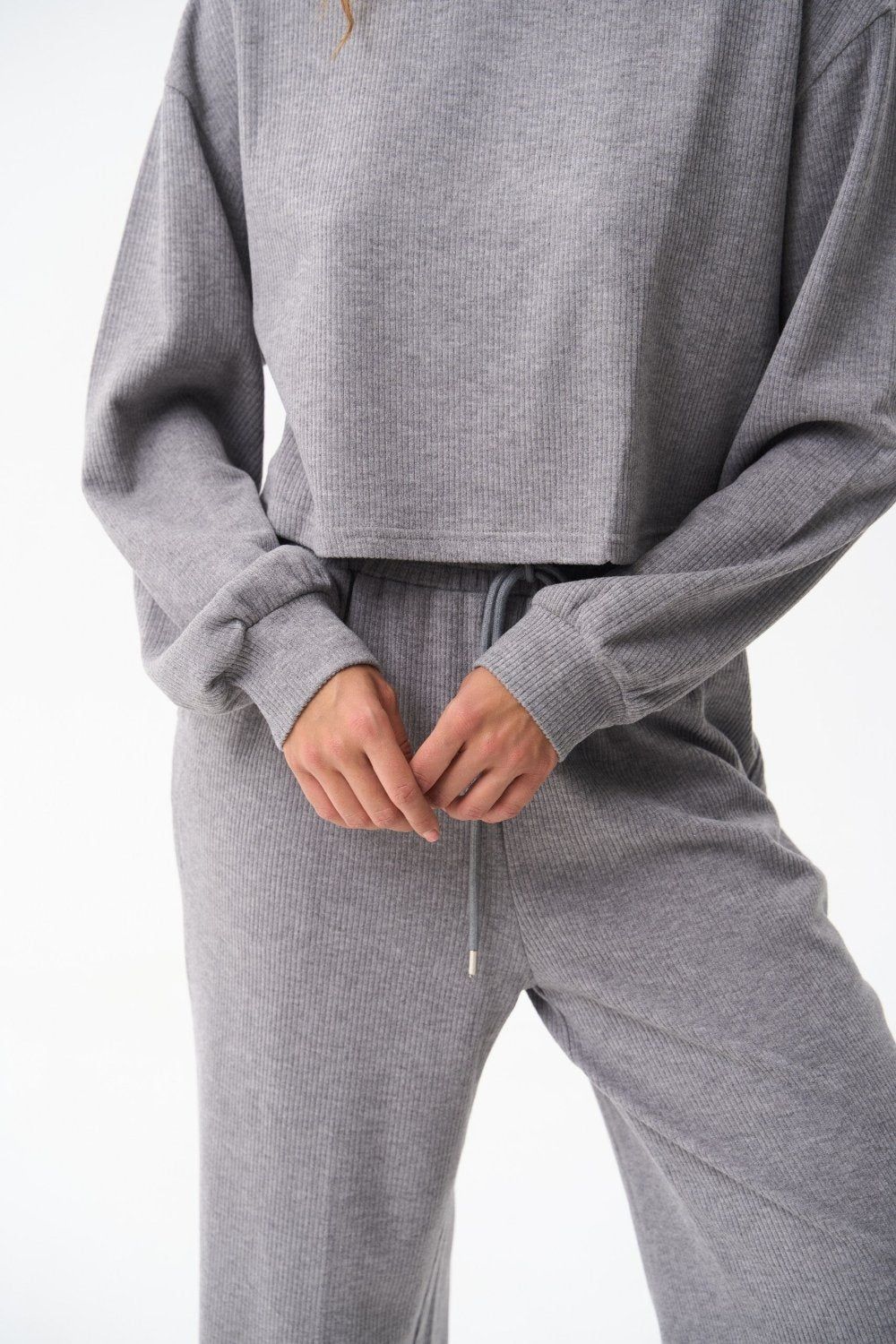Grey Cropped Sports Sweatshirt - SOLMAR
