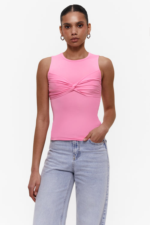 Decorative bow tank top, Baby Pink