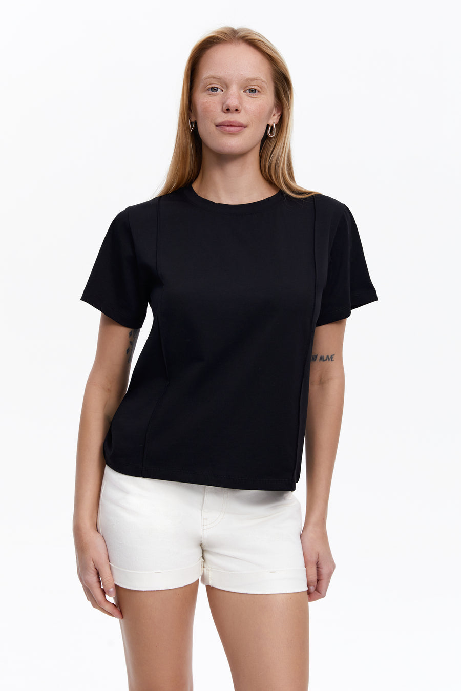 Black Seam Detail T-Shirt