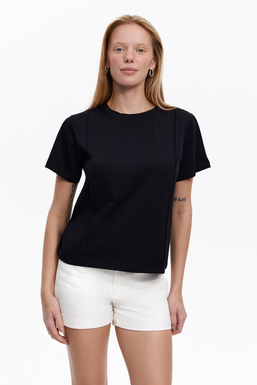 Black Seam Detail T-Shirt