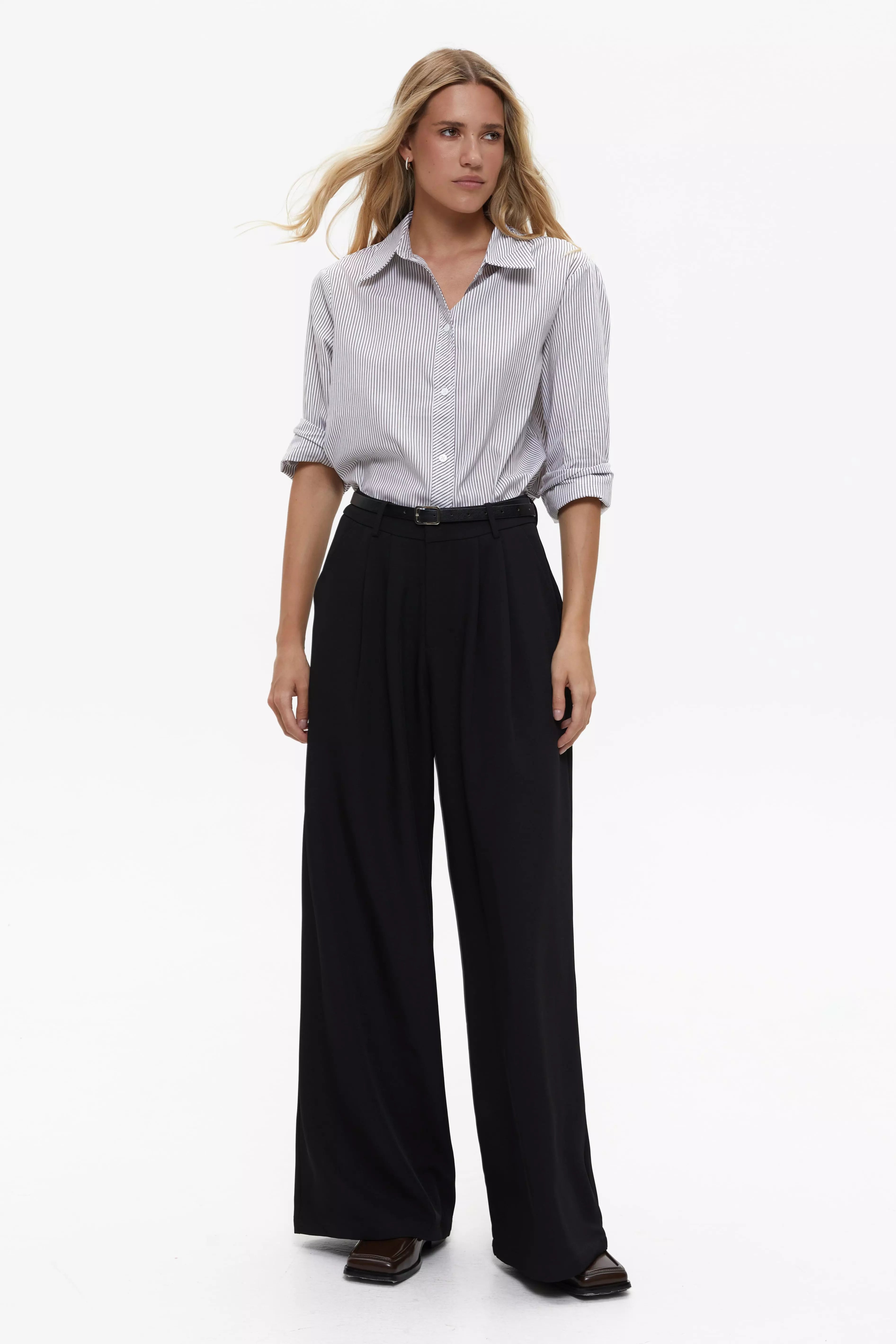 Black Classic Pleated Trousers