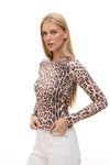 Animal Print Long Sleeve Top, Leo