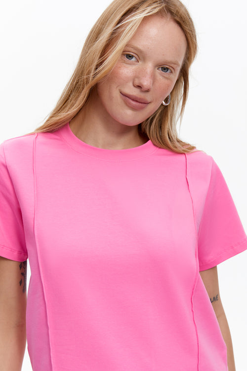 Pink Seam Detail T-Shirt