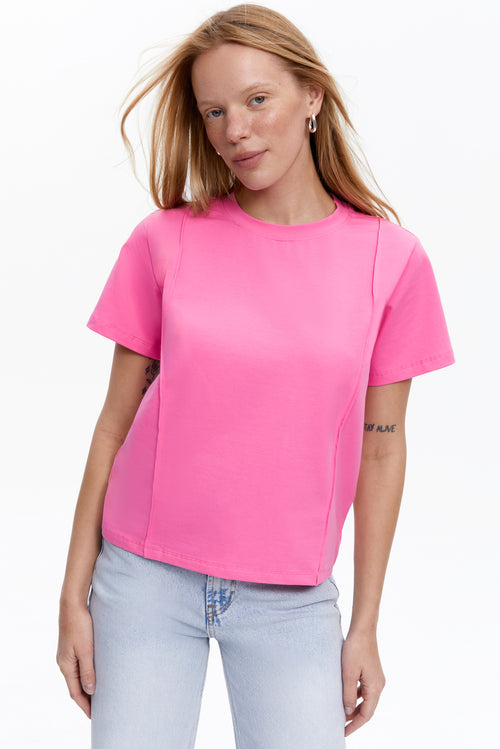 Pink Seam Detail T-Shirt