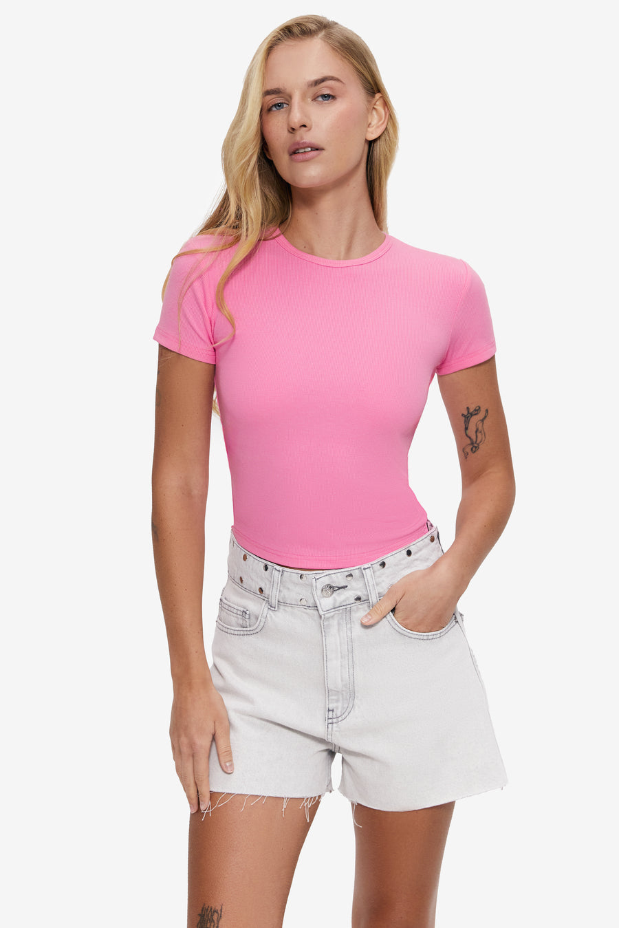 Basic slim fit T-shirt, Baby Pink