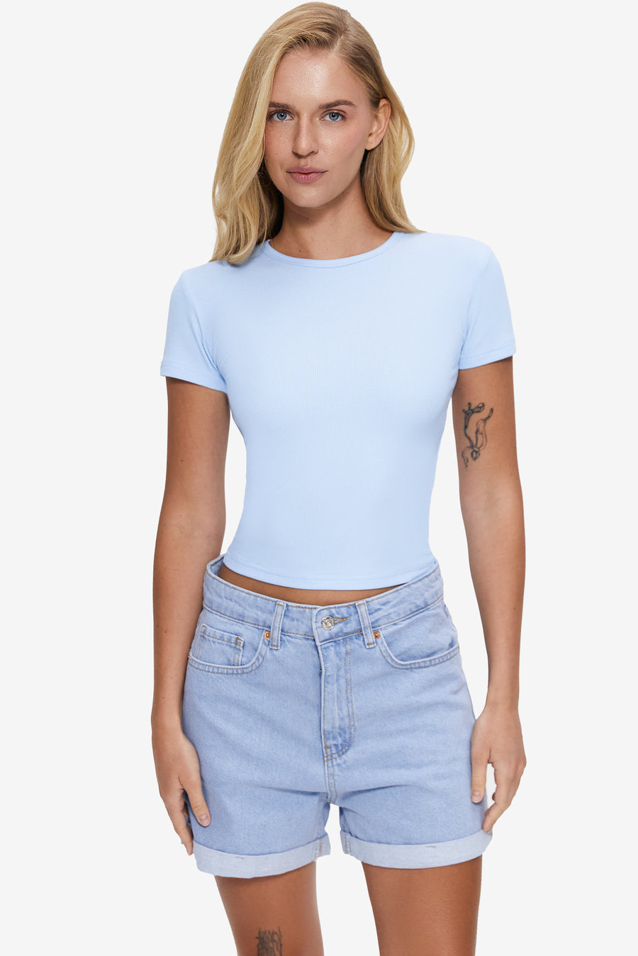 Basic slim fit T-shirt, Cloud Blue