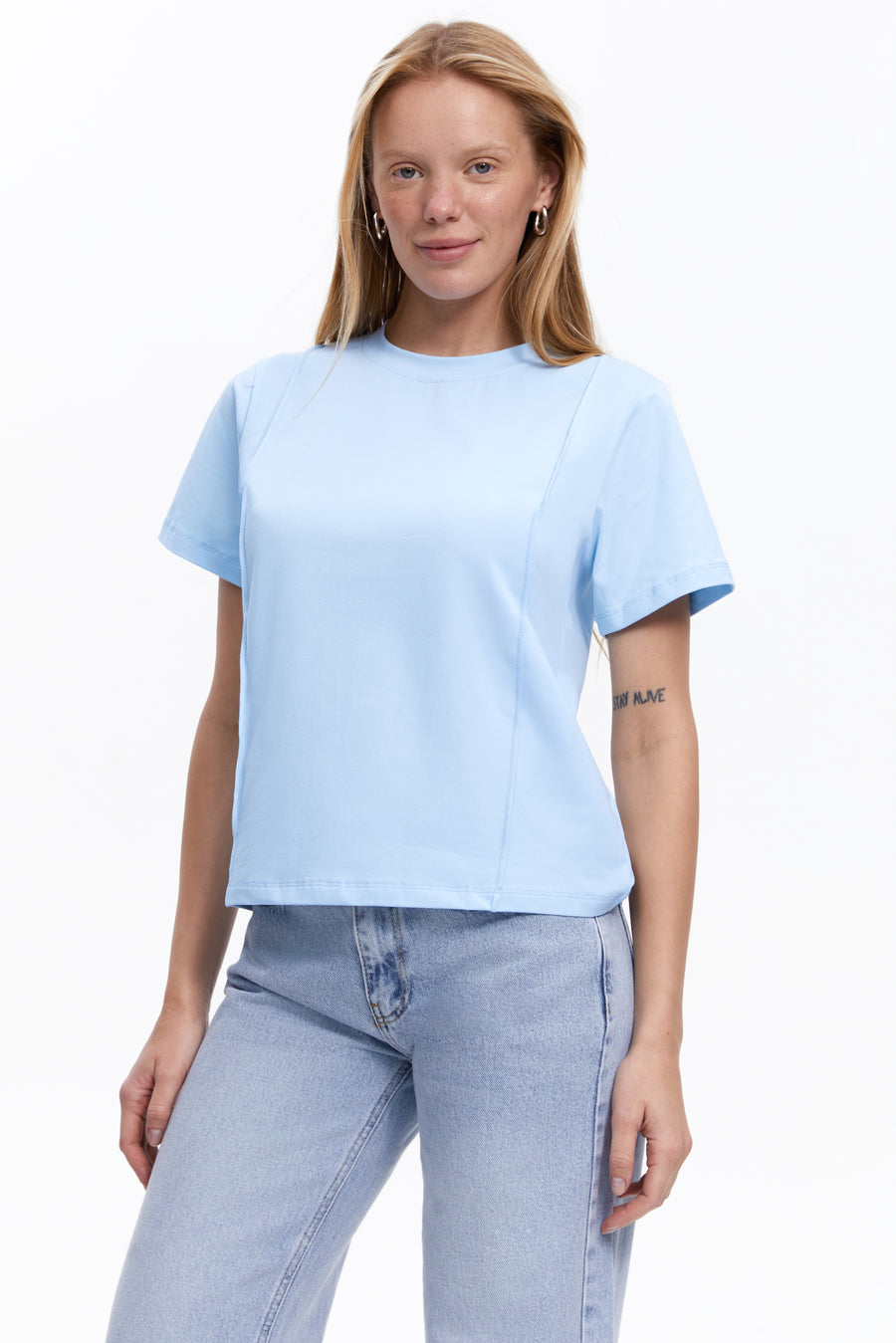 Blue Seam Detail T-Shirt