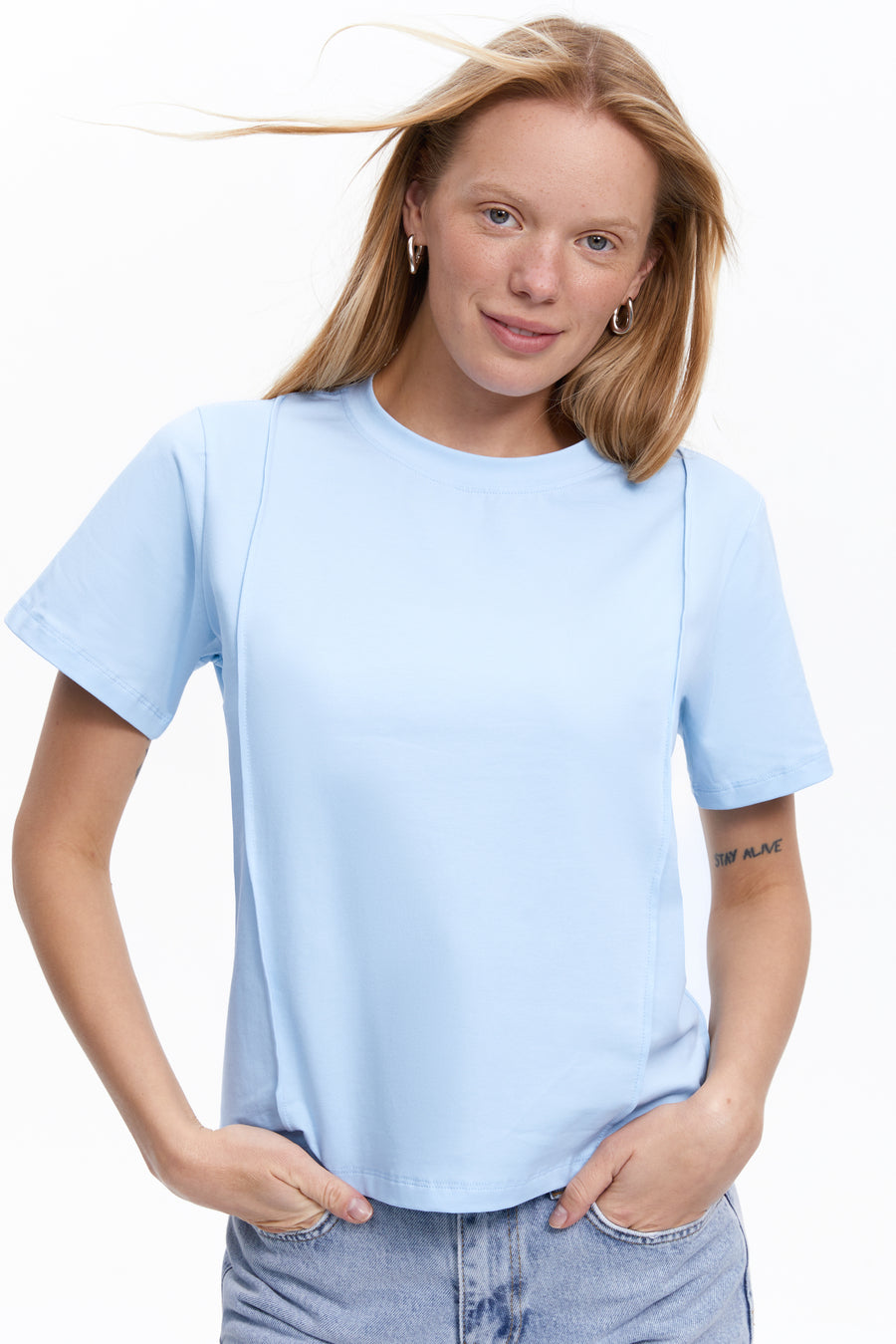 Blue Seam Detail T-Shirt