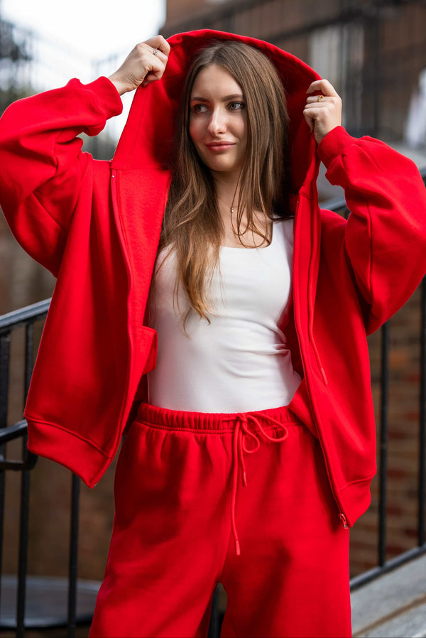 Zip hoodie, Chili Red