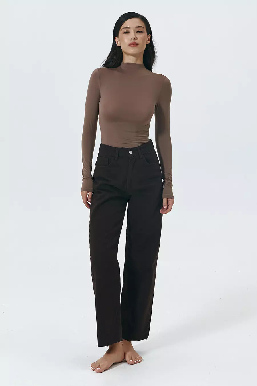 Dark Choclate Straight-Leg Jeans