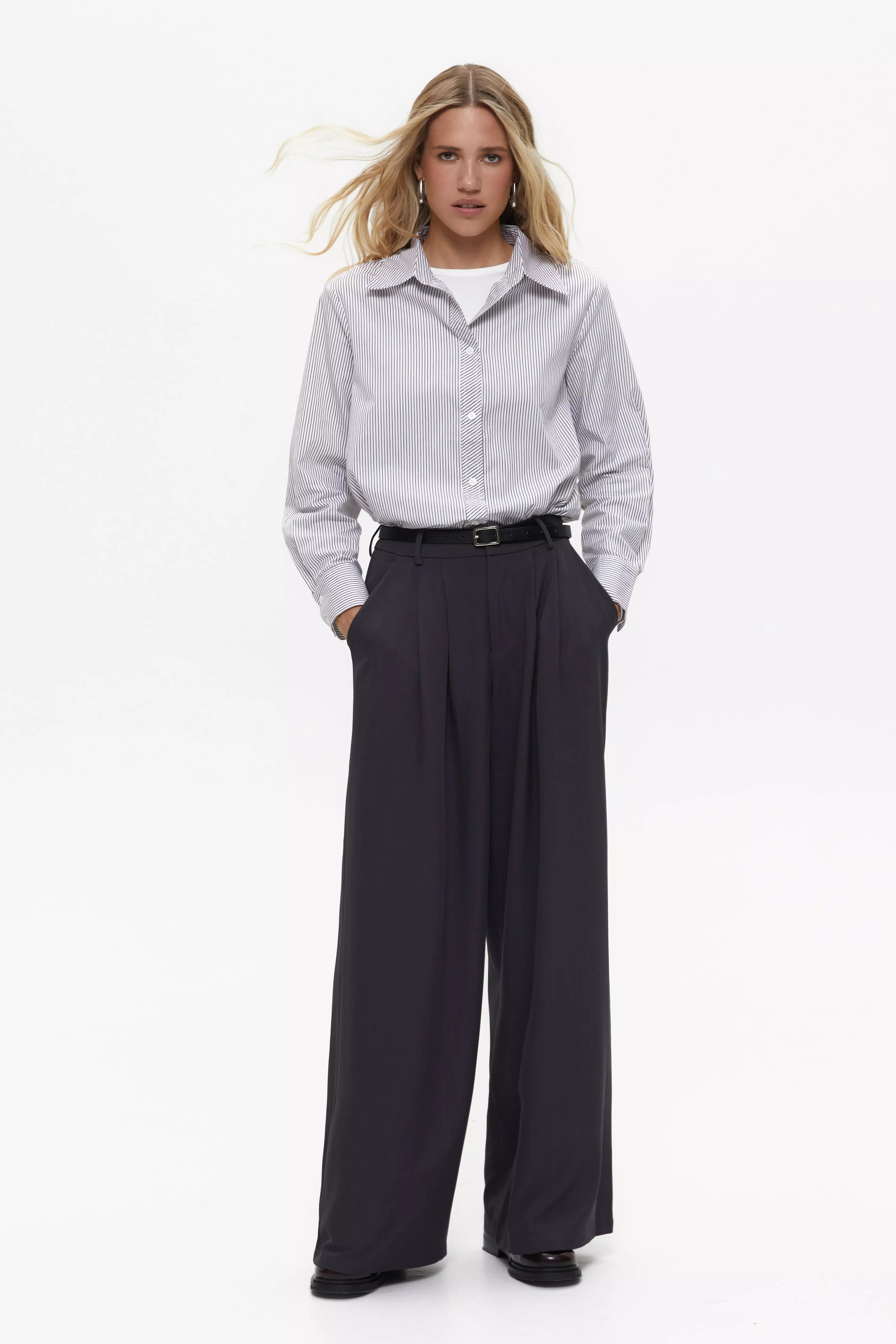 Grey Classic Pleated Trousers