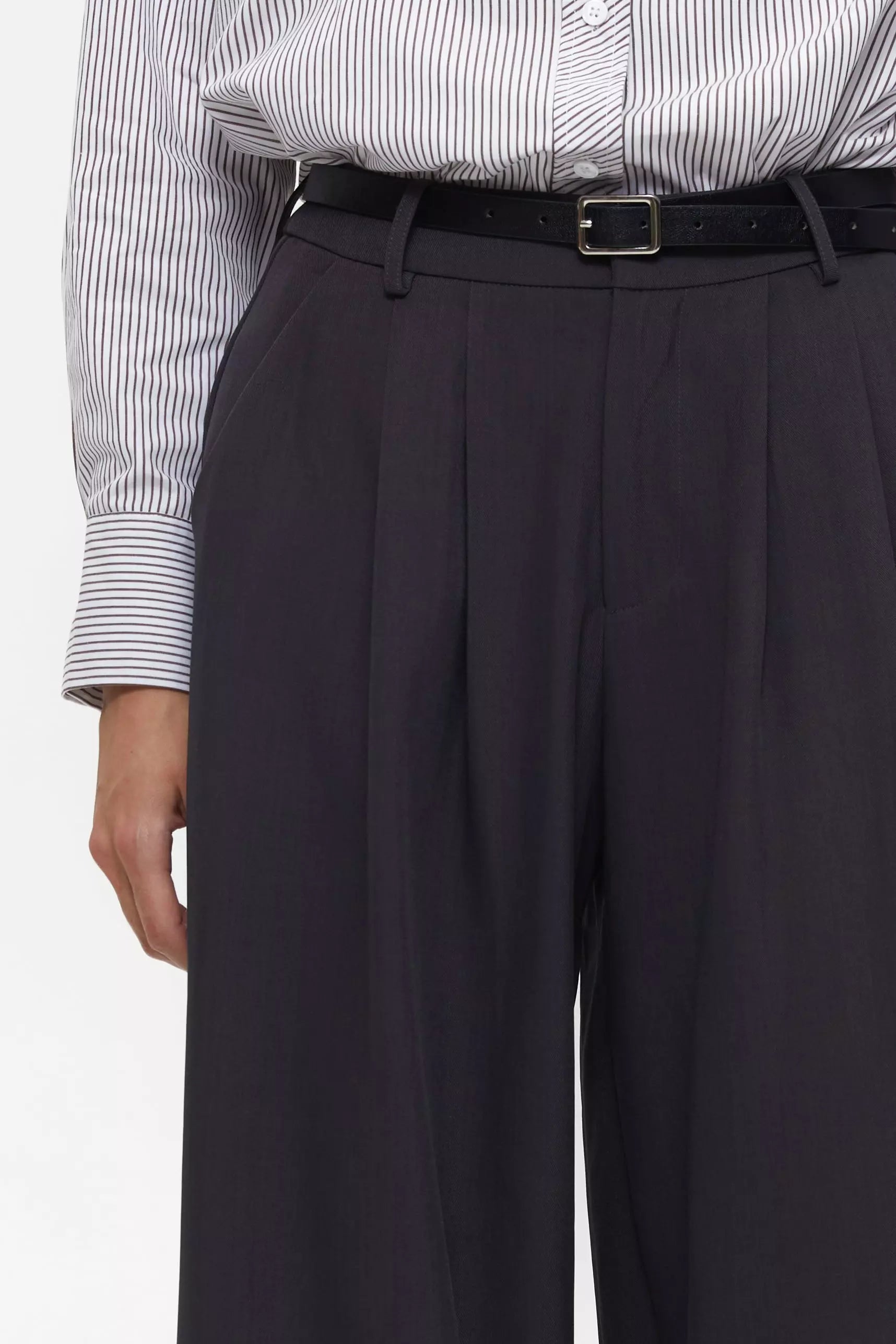 Grey Classic Pleated Trousers
