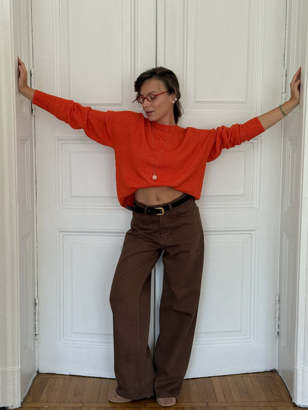 Dark Chocolate Wide-Leg Jeans