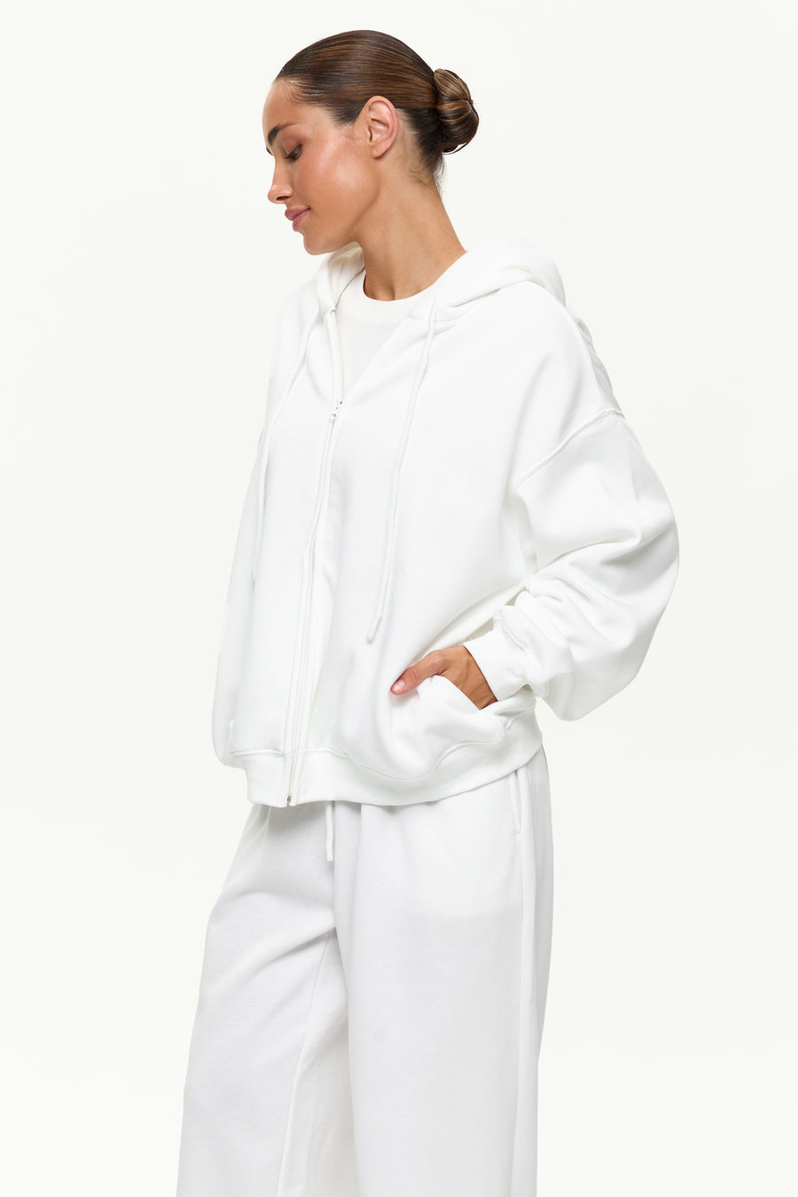 Zip Hoodie in Cream | SOLMAR