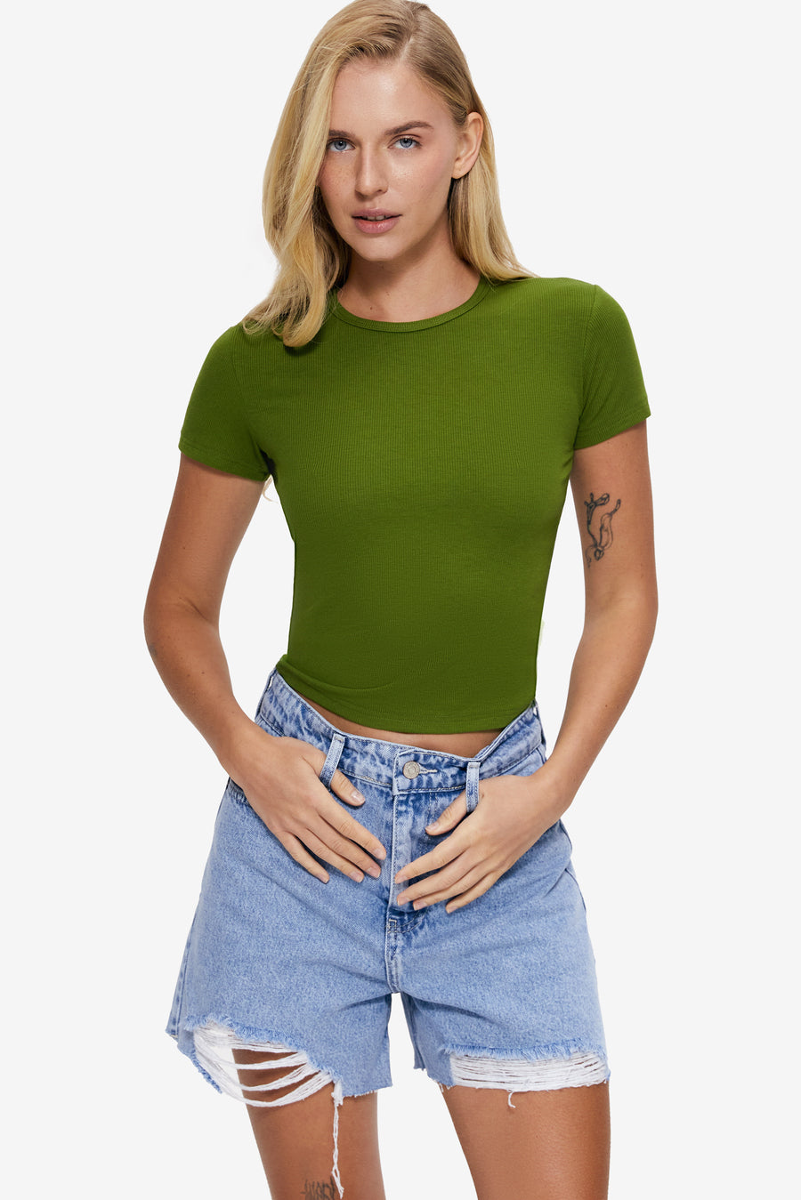 Basic slim fit T-shirt, Lemongrass