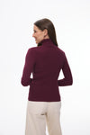 Ribbed turtleneck sweater in color red