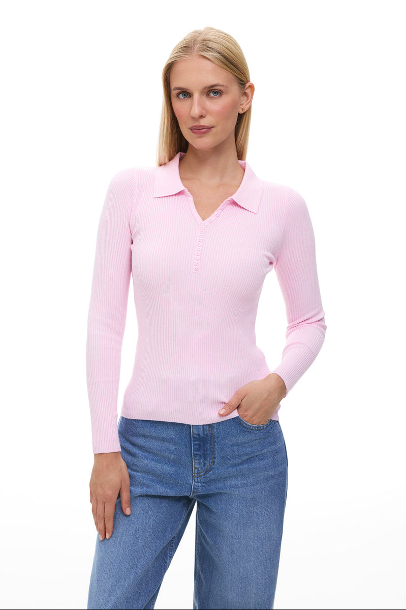 Pink Basic Polo Jumper