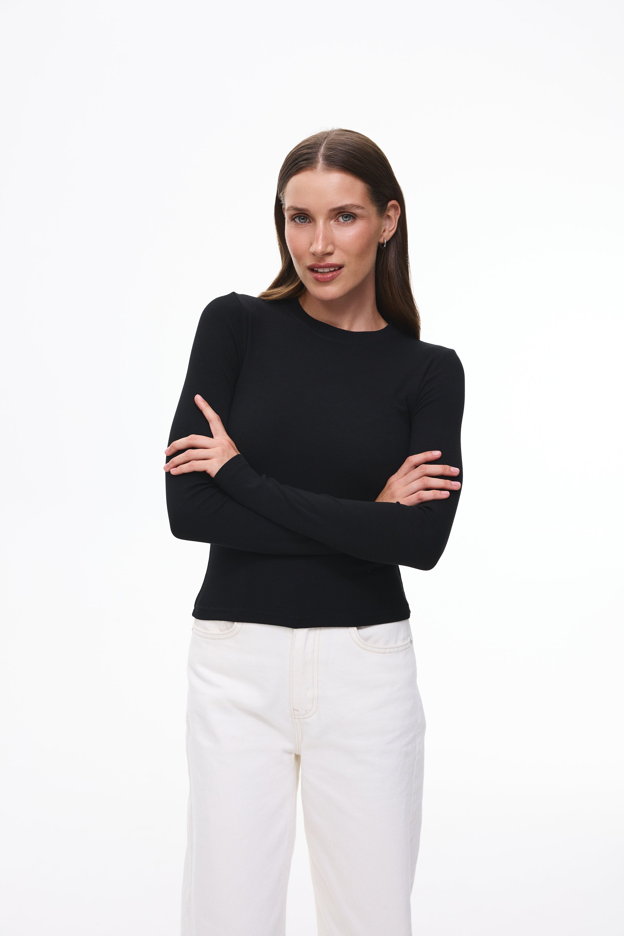 Basic Basic viscose long-sleeve top, Black