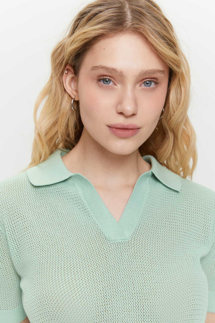 Green Knit Polo T-shirt