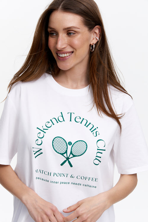 Tennis Club graphic T-shirt, White
