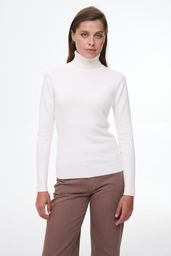 Fine-Knit Turtleneck, White