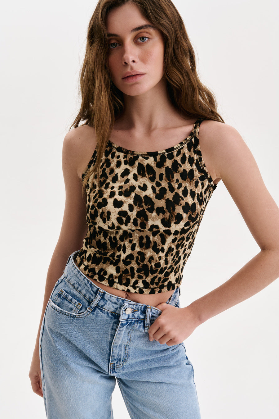 Animal Print Slim Strap Tank Top - SOLMAR