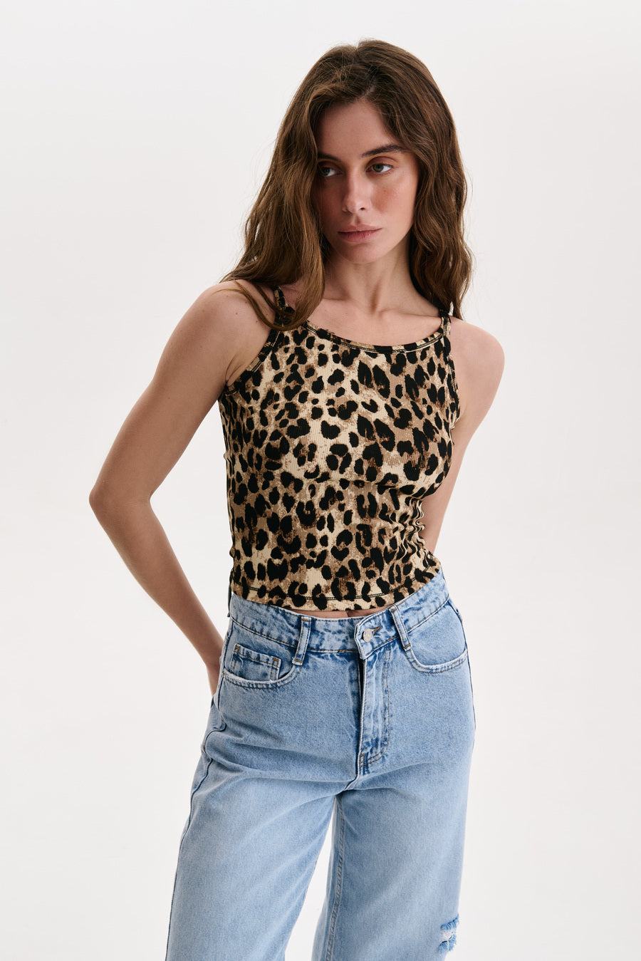 Animal Print Slim Strap Tank Top - SOLMAR
