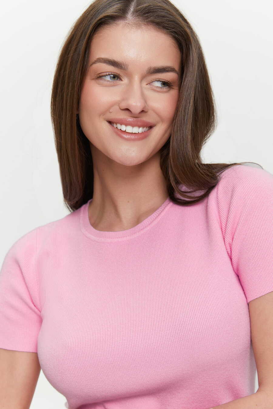 Pink Knit Short Sleeve T-shirt
