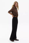 Black Classic Straight Pleated Trousers