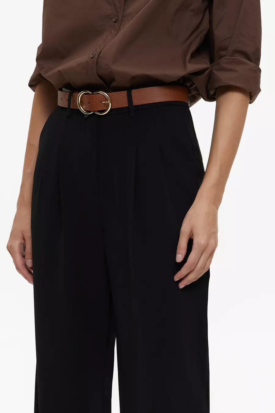 Black Classic Straight Pleated Trousers