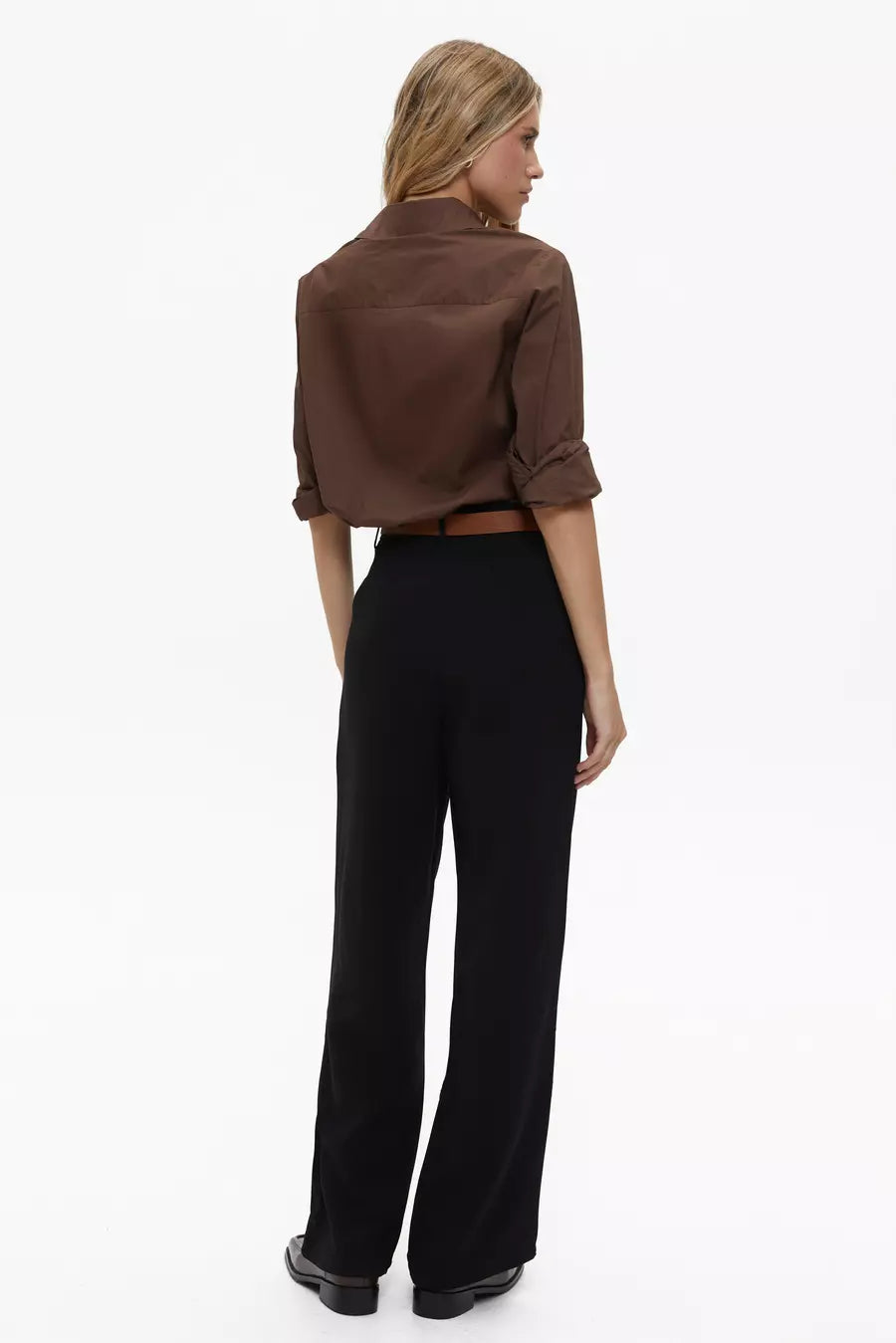 Black Classic Straight Pleated Trousers