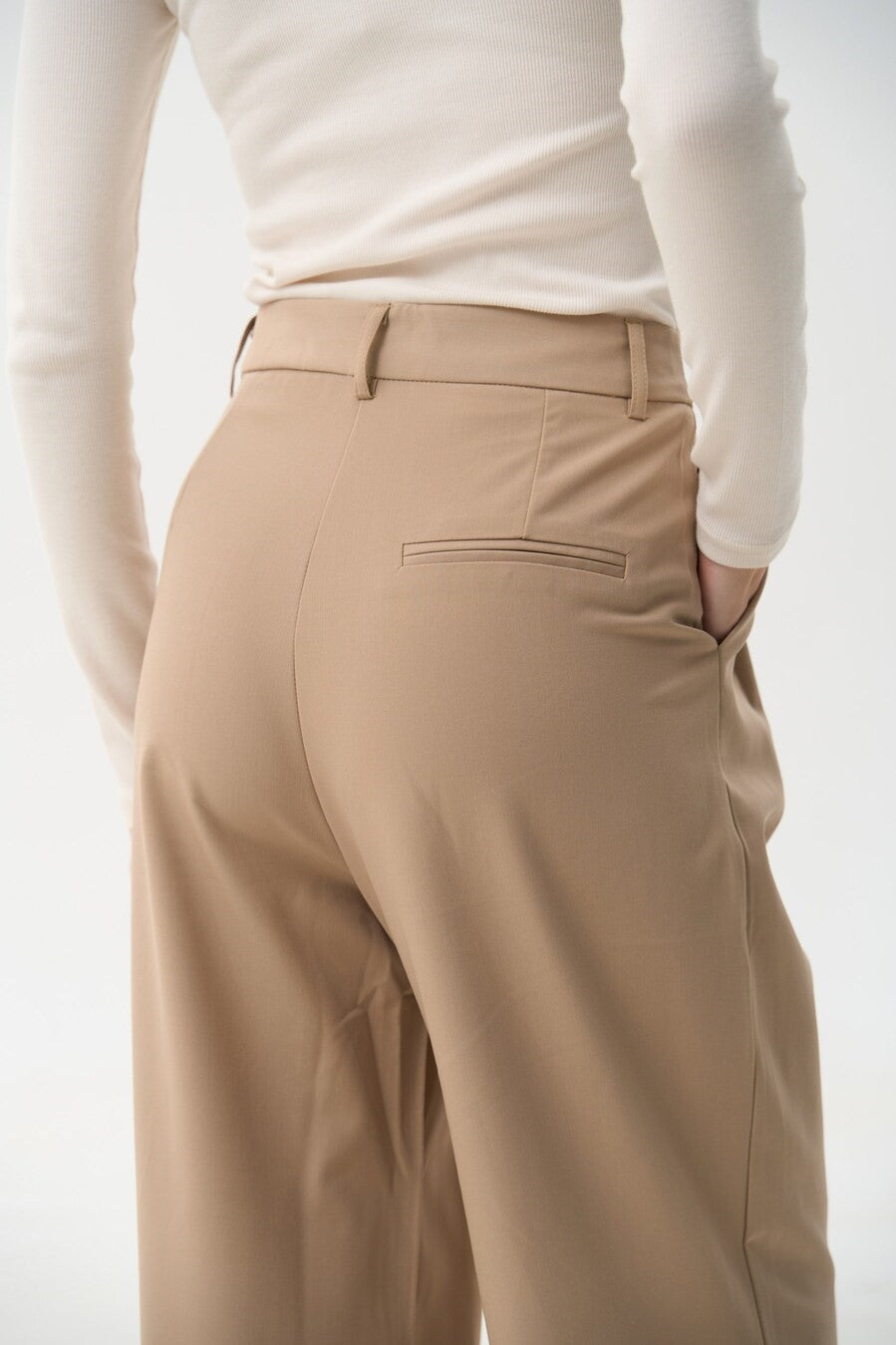 Beige Wide Leg Pants - SOLMAR