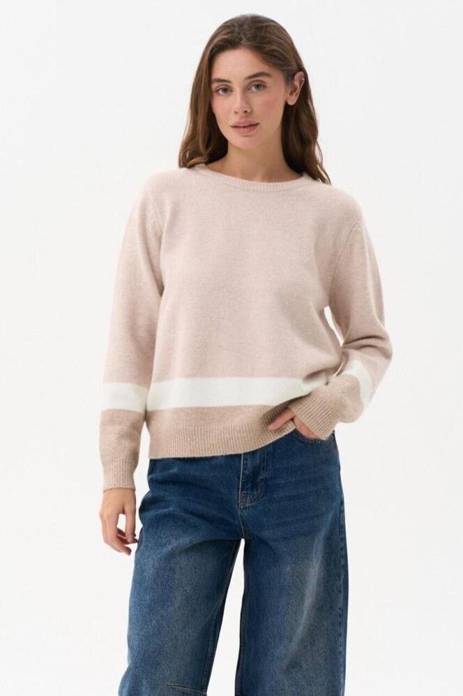 Beige sweater color block - SOLMAR