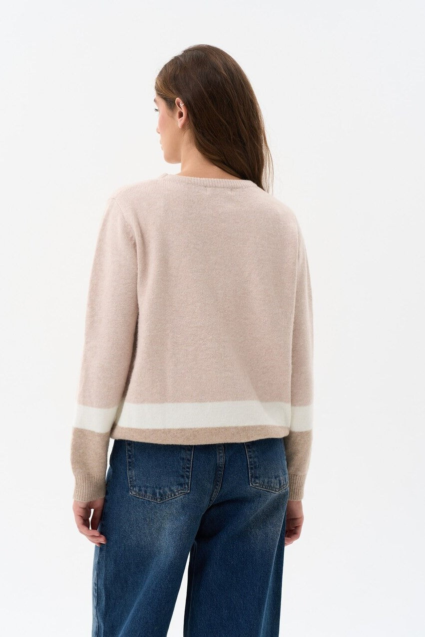 Beige sweater color block - SOLMAR