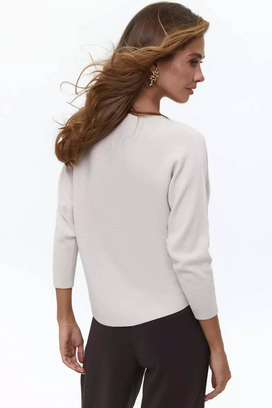 Beige Basic Relaxed-Fit Jumper