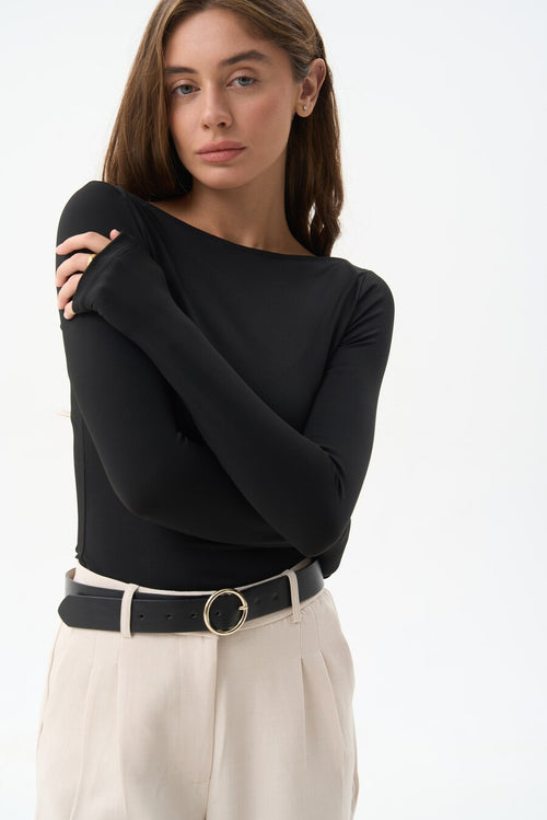 Black Basic Long Sleeve Top - SOLMAR