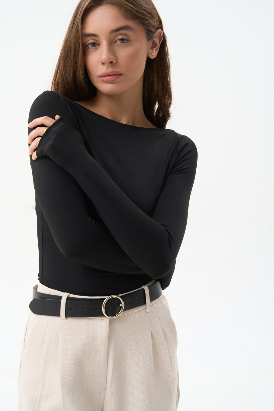 NEW Black Basic Long Sleeve Top