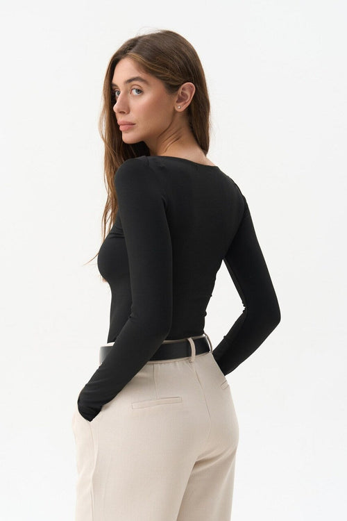 Black Basic Long Sleeve Top - SOLMAR