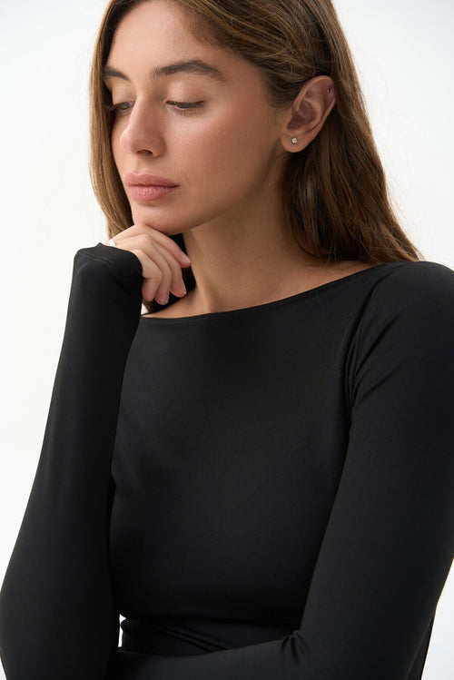 Black Basic Long Sleeve Top - SOLMAR