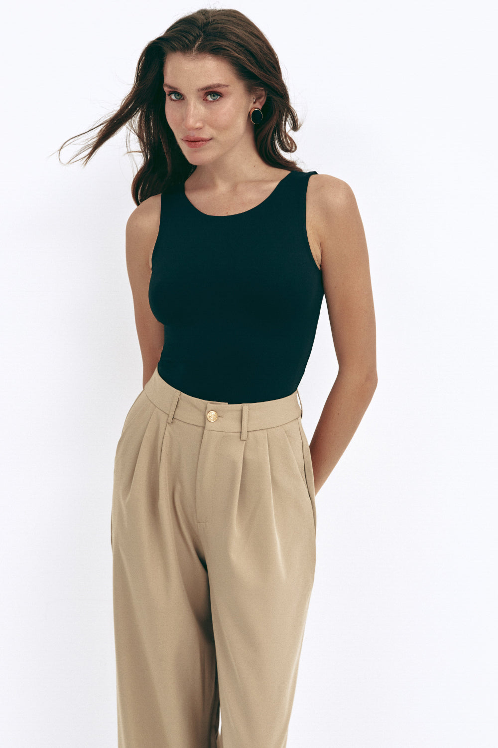 Black Basic Sleeveless Bodysuit - SOLMAR